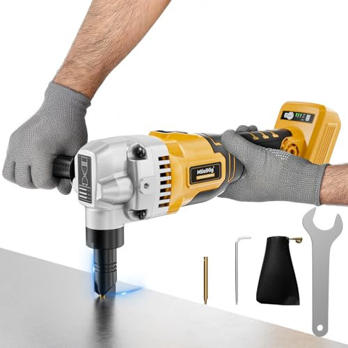 Cordless Metal Nibbler Compatible with DeWalt 20V Battery (No Battery), 18-Gauge Electric Nibbler with Assist Handle & 2 Blades, 1900RPM Brushless Metal Cutter for Stainless Steel, Aluminum