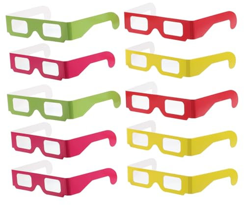 ifundom Herz Beugungsbrille 20 Stück Bunte Papierbrillen Mit 3D-lichteffekten Für Raves Und Abendveranstaltungen Komfortabel Und Langlebig