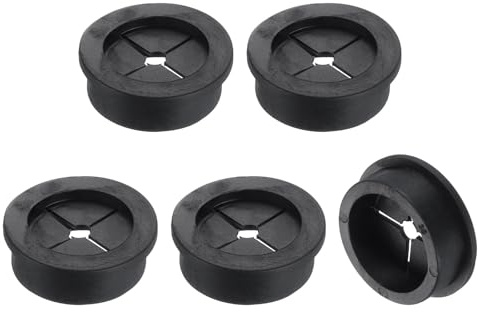 sourcing map 5 Pcs Cable Cord Grommet, 1 3/8 Inch (35mm) Desk Grommet Flexible Rubber Grommets Wire Hole Cover Pass Through for Office Computer Desk Wire Organizer, Black