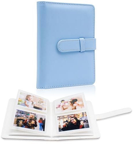 64 Pockets Photo Album Book for 2x3 Inch Film - Mini Small Albums for Fujifilm Instax Mini Instant Camera, for Polaroid Hi-Print Pictures, Kpop Photocard Holder Binder (Blue)