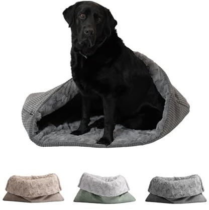 HS-Hundebett® Schlupfsack Cord-Exklusiv – Vielseitige Kuschelhöhle für Hunde und Katzen – Waschbar – Made in DE (Anthrazit/Anthrazit, 80x100 cm)