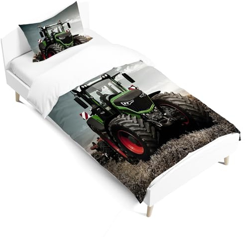 LLTTEER Traktor Bettwäsche-Set für Kinder,Kinderbettwäsche Mit Traktor Muster 3D-Druck Mikrofaser Bettbezug Mit 1 Kopfkissenbezug 65x65cm Bettwäsche-Set für Einzelbett (Traktor 02, 140 x 200cm)