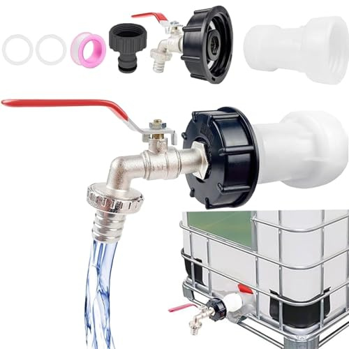 IBC 1000l Wassertank Zubehör,Tank Auslaufhahn,1000 Liter Wassertank Zubehör,Auslaufhahn für IBC Container mit 3/4 Zoll Anschluss,Adapter S60x6 Verlängerung Distanzstüc