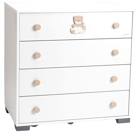 Palla Pallina Cassettiera Camera Da Letto Neonato 90X56X88H CM Cassettiera Salvaspazio 4 Cassettoni Per Riporre Indumenti Ed Accessori Del tuo Bambino Como Camera Da Letto Bambino PRODOTTA IN ITALIA
