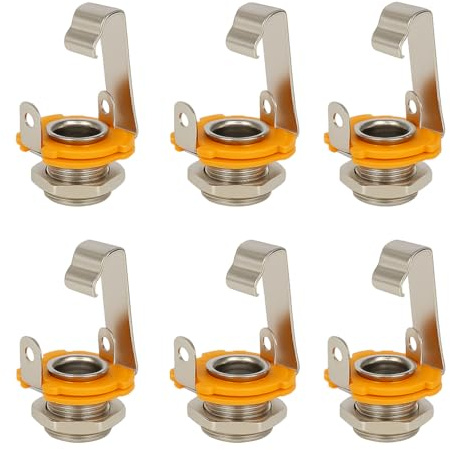 6pcs 1/4 Inch Female Guitar Input Jack Female Guitar Socket Input Jack With Nut And Washer Solder Type Replacement Audio Jack Socket For Electric Guitar Parts Pedal Amp