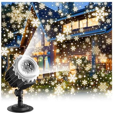 Proiettore di Natale a LED, Luci for proiettori natalizi da 1 pz for esterni, luci for proiettori a LED con fiocco di neve da 9 W, illuminazione impermeabile for decorazioni natalizie per Esterno Nata