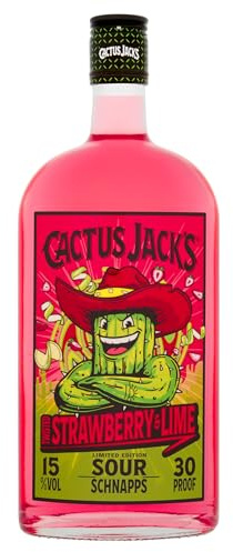 Cactus Jack's Twisted Strawberry and Lime flavoured sour schnapps, made for shots, mixed alcoholic drinks and cocktails, 700ml, 15% ABV