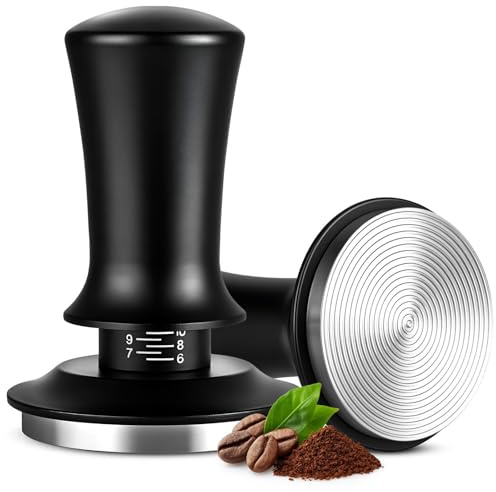 53mm Espresso Tamper Professional Barista Coffee Tamper with Spring Loaded,Calibrated Flat Stainless-Steel Base & Ergonomic Handle, Fits 53mm Portafilter, Ideal Coffee Accessory for Espresso Lovers