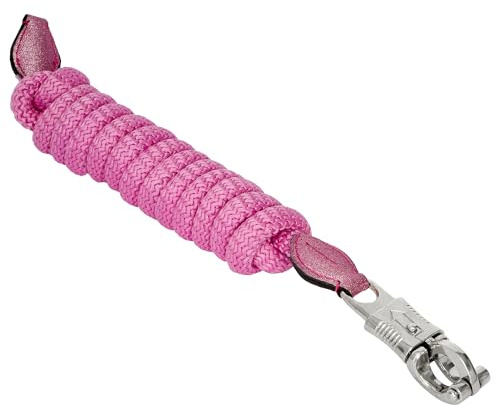 Start Führstrick Pferd 2 m - Sicherheit & Komfort - Panikhaken für Notfälle, weiches robust geflochtenes Material & eleganter Anbindestrick Glanz (Rosa, Panikhaken)