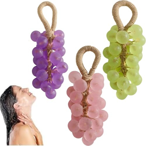 Grape Cluster Soap Rope,Handmade Soaps in Grape Shape,Natural Cold Process Artisan Soaps,Refreshing Scent Handmade Soap,For Gentle Cleansing the Skin,For Body Shower and Face Cleansing,25PCS (3Mix)