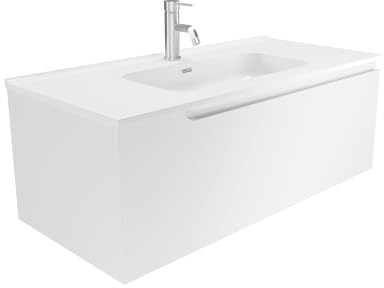 Mobile Bagno Sospeso 70 cm 1 Cassetto Bianco Opaco Con Lavabo Mod. Ardenne