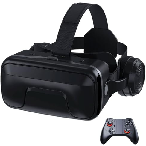 Casque VR avec Écouteurs, Casque Réalité 3D Virtuelle, Lunettes de Réalité Virtuelle 3D, Compatible avec Smartphones 4,7–7,2 Pouces, pour Jeux Et Films 3D, Cadeau pour Enfants Et Famille(C)