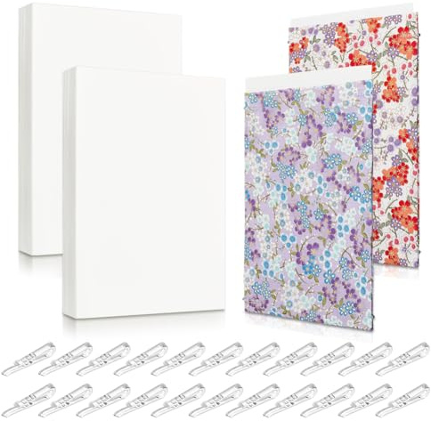 INTERWARM 200Pcs 27x19cm Fabric Storage Boards, 3mm Thick Fabric Backing Boards with 900Pcs U Shape Plastic Alligator Clips Craft Paper for Folding and Storing Cloth Straight