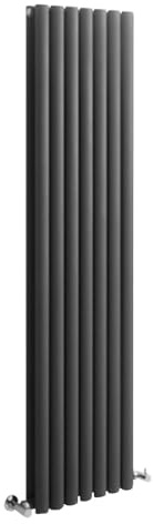 Milano Anthracite Vertical Double Oval Panel Radiator - 1750 x 413mm