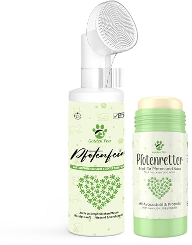 Pfotenpflege-Set: 2-in-1 Reinigung & Schutz – Pfotenreiniger & natürlicher Pfotenbalsam Stick – Sanfte Pflege für saubere, weiche Pfoten bei Hund & Katze, Golden Pets