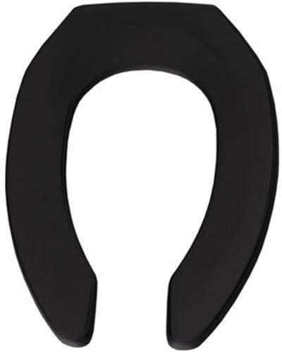 BEMIS 1955CT Commercial Open Front Plastic Toilet Seat, Heavy Duty Industrial Seat without Lid, Secure Installation for Long Lasting Use, Made in USA, Elongated, Black