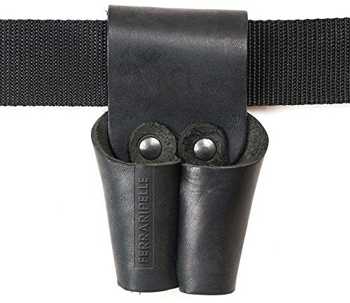Porta Tenaglia - in Vero Cuoio, Colore Nero, Rivetti Bruniti, Cintura Inclusa