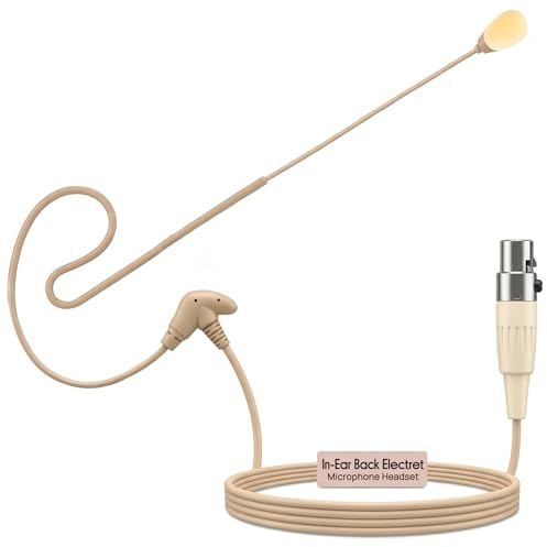 Pyle Cuffie Microfono Sovrauricolari Professionali con Microfono ad Archetto Color Carne, Omnidirezionale Cablato, Condensatore, Cavo Mini XLR 4 Poli per Mixer o Sistema Shure