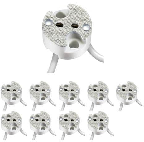 ledscom.de 10 Stück GU5.3/G4 Fassung, Keramik, weiß, 12V AC, max. 25W
