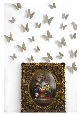 Ambiance-Live Juego de 12 Adhesivos 3D de Mariposas, Color marrón Claro