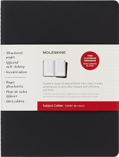 Moleskine Subject Cahier Journal - Set of 2 Notebooks - Cardboard Cover - Academic Layout - Size Extra Large 19 x 25 cm - Colour Black & Kraft Brown - 160 Pagine