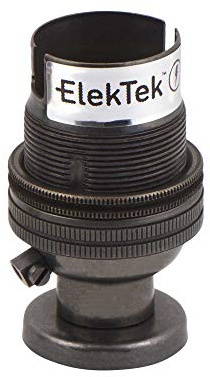 ElekTek Unswitched Lamp Holder B22 BC Bayonet Cap & Shade Ring with Solid Brass CNC Back Plate Mount, Cover and Screws - Made in UK - Bronze