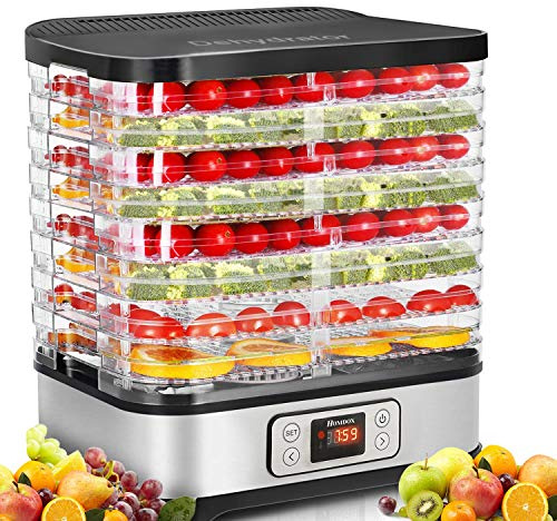 Homdox Food Dehydrator for Jerky & Fruit, 8 BPA-Free Trays, 72H Timer & Temp Control 158°F, 400W Dehydrator Machine for Herbs, Veggies, Meat, Dog Treats, Fruit Roll Sheet Included
