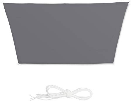 Relaxdays Sonnensegel Trapez, wasserabweisend, UV-beständig, Spannseile, Terrasse, Balkon, Pool, Maße 3x4x2x2 m, grau