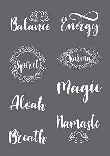 Rayher 45137000 Siebdruck-Schablone Spirit, A5, 1 Schablone mit 8 Motiven + 1 Rakel, für tolle Prints auf Textil, Holz, Beton etc, Farblos