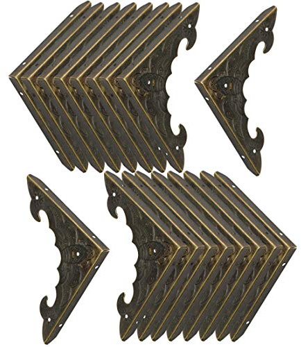 sourcing map 18 Stück Box Eckenschützer Vintage Dreieck Bronzeton | Metall Rahmen, Für Möbel Schreibtisch Schmuckschatulle Tisch