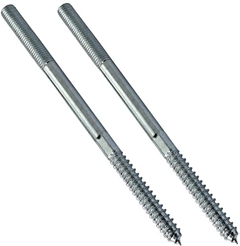 AERZETIX - C44767 - Satz von 2 Schraube mit doppelgewinde stockschrauben - stehbolzen für schraube - schraubstift - metall holz mit oder ohne dübel - Ø10x180mm - aus verzinktem stahl - farbe silber