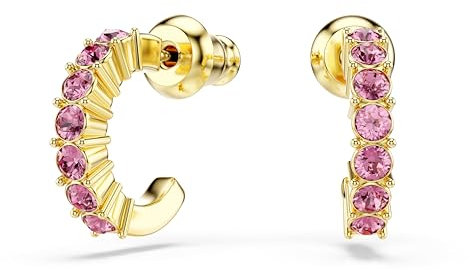 Swarovski Pendientes de aro Mini Hoop, Talla redonda, Rosas, Baño tono oro