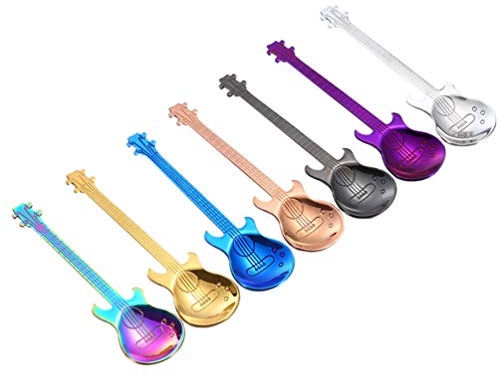 UPKOCH Silberlöffel in Gitarrenform Kaffeelöffel Aus Edelstahl Rührlöffel Für Kaffee Tee Cappuccino Espresso Desserts Milch Zucker Und Sahne Küchenzubehör Spülmaschinenfest