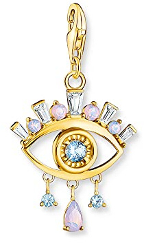 THOMAS SABO Charm-Anhänger blaues Auge vergoldet 750 Gelbgold Vergoldung, 925 Sterlingsilber