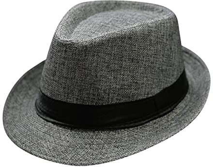 Fedora-Hut Mode Filz Gangster Hüte für Mann und Frau, Trilby Snap breiter Krempe Vintage Style Dress Hut (Dunkelgrau, One Size)