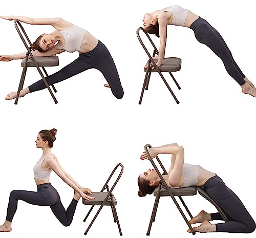 BODYRHYTHM Yoga Auxiliary Chair with Lumbar Back Support for Abs & Core, Balance Handstand, Flexibility and Strength Training and Back Pain Relieving. (Grey)
