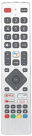 Telecomando Vocale SHWRMC0133 Compatibile Con Sharp TV 40BL2EA 40BL4EA 40BL5EA 50BL2EA 24BI2EA 32BI2EA 40BI2EA Controllore di Sostituzione Con Prime Video Google Play Netflix e Pulsanti YouTube