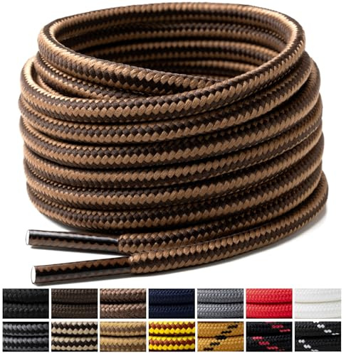 Handshop 2 par runda stövlar skosnören 4 mm sportiga ersättningsskosnören 120–180 cm skosnören för löpning sportig promenad, mörkbrun kaffe, 120cm - 2 Paar