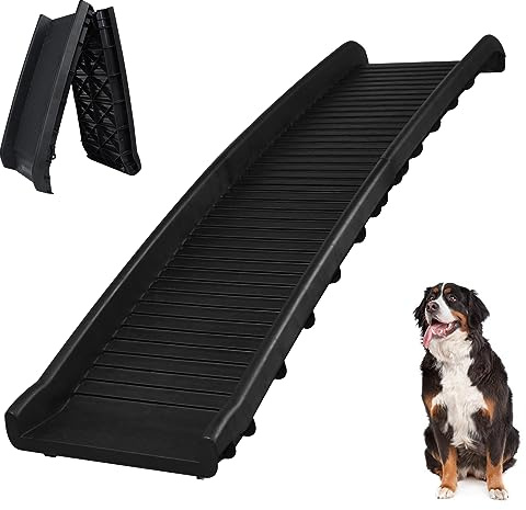 Aufun Rampa per Cani Pieghevole in Plastica per Bagagliaio per Auto Rampa per Animali Domestici Ingresso, Passerella Antiscivolo con Tampone in Gomma Fino a 90 kg, 156 x 40 cm Nero