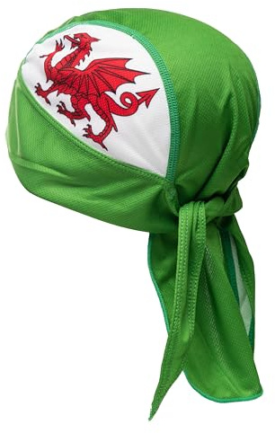 Magic Scarves Wales Welsh Dragon Flag Cycling Pirate Bandana Skull Cap Hat Sweat Wicking Quick Dry Under Helmet Cycling Headwrap Headscarf for Men Women White
