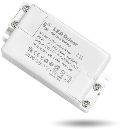 transformateur 220v 24v 15W, alimentation 24v 0.63a | led driver 24 Volt 15w, transformateur led 24 V, pour MR16 G4 MR11 GU5.3 Ampoule et Bande Lumineuse LED, Non Dimmable