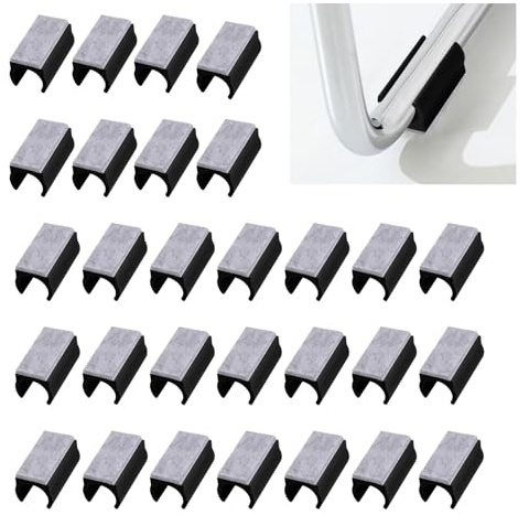 UFURMATE Chair Pads, 30Pcs 18mm Plastic Chair Leg Floor Protectors with Felt Pads, U Shaped Chair Tube Floor Protectors Non-Slip Rectangle Chair Legs Tips Caps for Round Sled Base Chair Leg (Black)