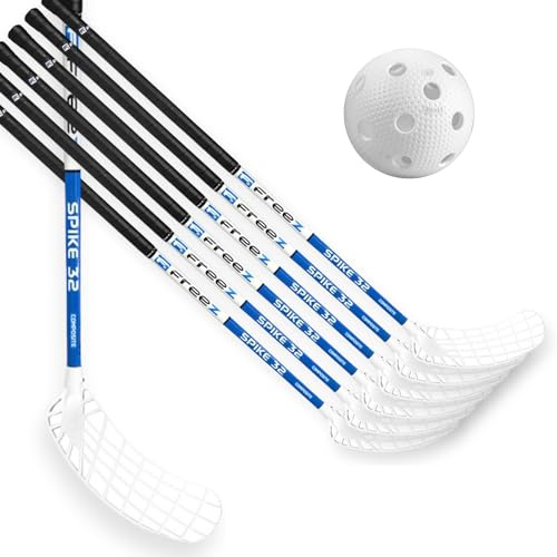 mb-m® Set FreeZ Spike 32 blå junior – 12 klubbor + 10 bollar Floorball Unihockey