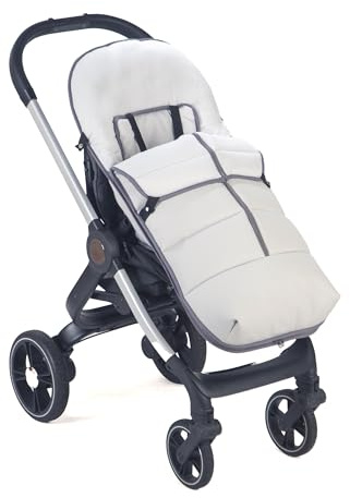 Saco de silla paseo Universal, Saco carro bebé color liso exterior polipiel y interior tela algodon, relleno alcorchado de fibla hueca (Gris)