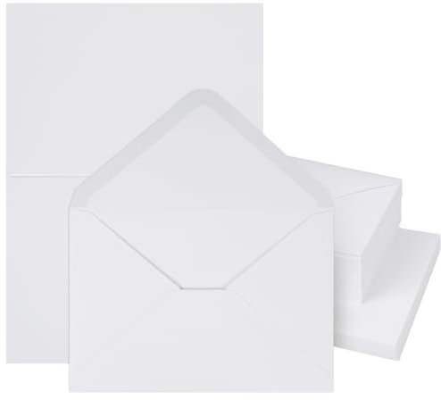 Mocraft 60 Stück C6 Briefumschläge mit Nassklebung und Spitzklappe, 150 g/m² Kuvert Briefkuvert Briefhülle für Grußkarten, Einladung, Geburtstagskarten, Hochzeit, Geschenk (Weiß, DIN C6)