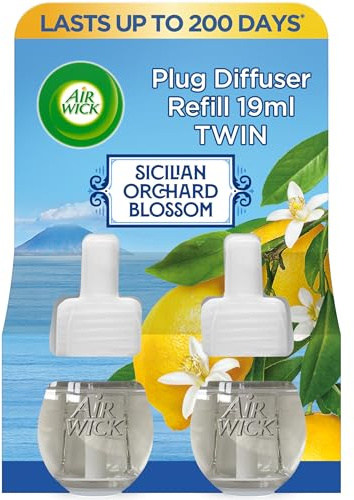 Airwick Air Freshener Plug in Diffuser Twin Refill| Room Air Freshener|Sicilian Orchard Blossom|2 x 19ml | Lasts Up to 200 Days (100 Days per Refill)