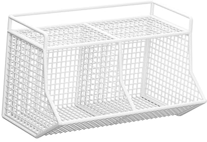 Folpus Hängekorb 2 Gitter, Obst Aufbewahrungskörbe, hängende Obstkörbe, selbstklebend, hängende Lagerung Organisator, Metallgitter Körbe abnehmbar für Küche Bad Schränke, 2 Gitter-Weiß