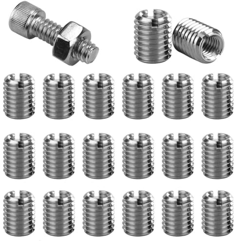 HXStar 20 Stk Gewindeeinsätze m8 auf m6 x 15mm,Außengewinde-Reparatureinsätze Edelstahl selbstschneidende Gewindeeinsatzschraube Reparaturzubehör Edelstahlhülsen Reduzierhülsen Reduziermuttern für ind