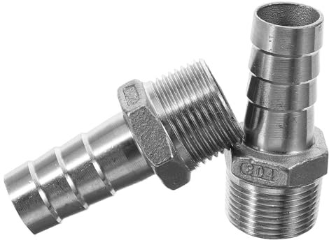 COSMEVIVI Edelstahl Luftschlauch Fitting 2 Stück Gerade Armatur Mit Außengewinde Rostfrei Passend Für Gas Und Wasserleitungen Einfache Installation