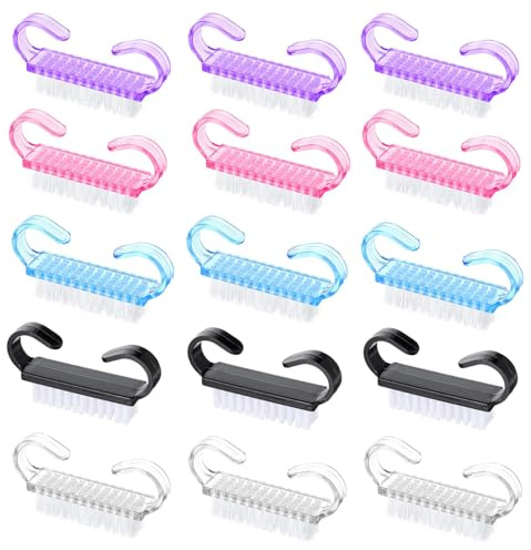 RXKFIGX 15 Pcs Nail Brush, Nail Brushes for Cleaning Nails, Plastic Clean Brush, Hand Scrubbing Cleaning Brush, with Plastic Handle, for Cleaning Hand Toes Nail Home Garden Salon use